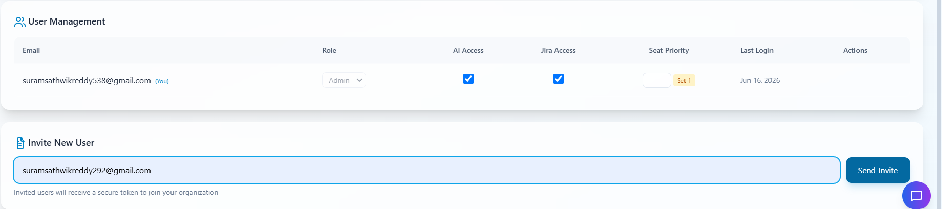 Organisation Members page